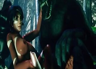 3D XXX movie with a tight-pussied zoophile babe