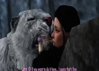 Girl fucked by a sabretooth cat in a kinky video