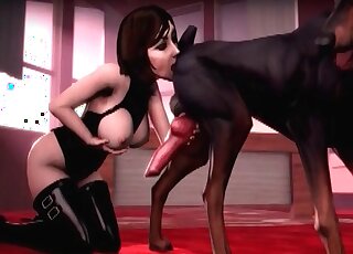 3D zoophile slut and a freaking massive Doberman